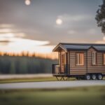 The featured image should be a high-quality photograph of a finished tiny house with a blueprint or