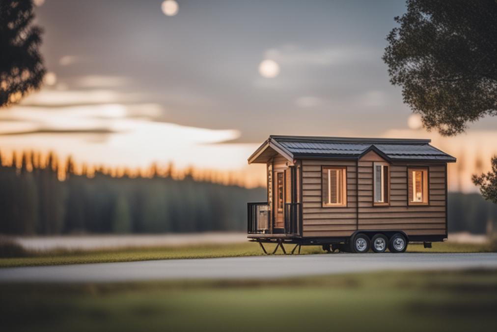 The featured image should be a high-quality photograph of a finished tiny house with a blueprint or