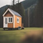 An image of a small but well-designed and cozy tiny house situated on a spacious piece of land with