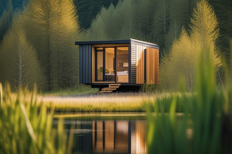 The featured image should contain a picturesque landscape with a tiny house nestled in a serene sett