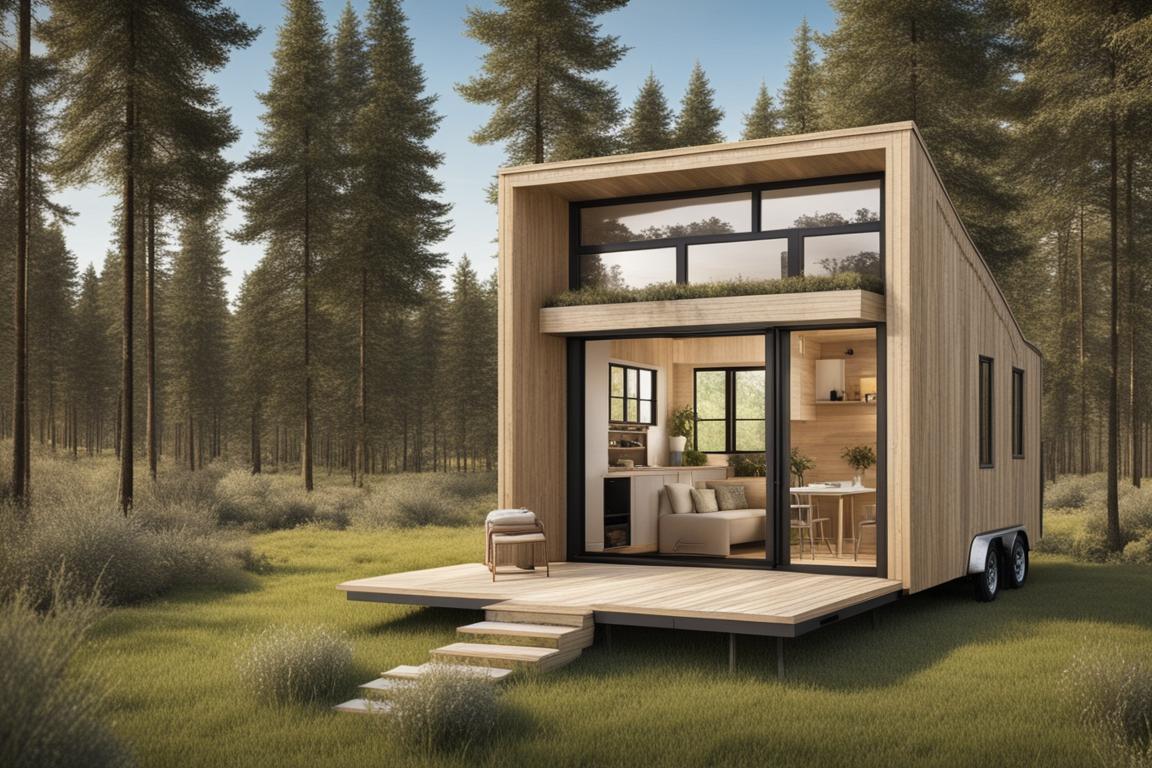 The image should contain a picturesque view of a piece of land suitable for a tiny house