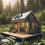 An image of a serene landscape with a tiny house nestled in nature