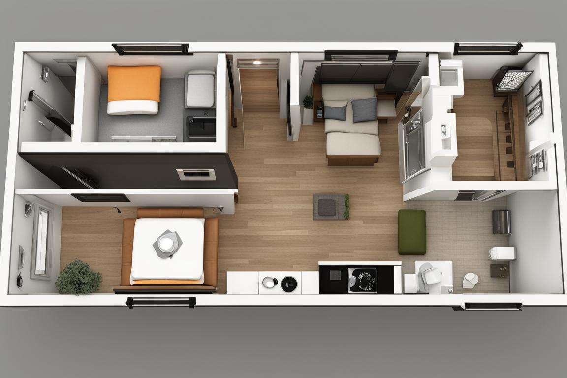 An image of a well-designed tiny house floor plan