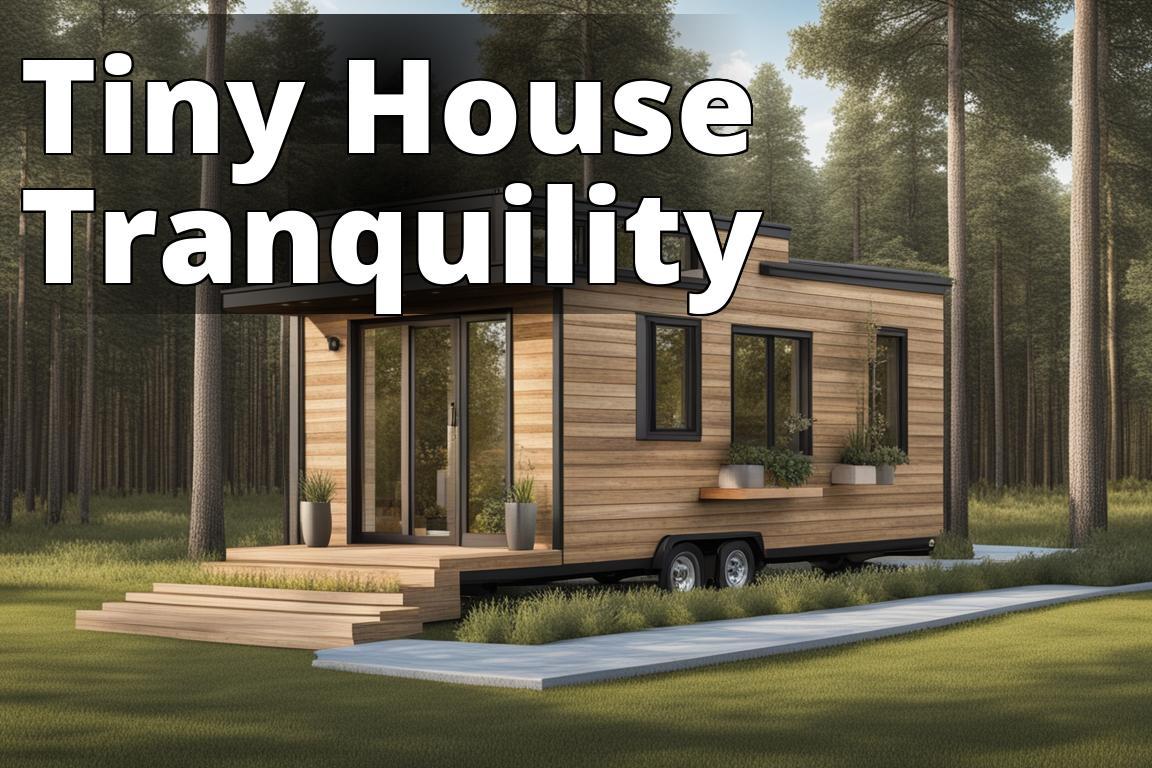 The image should contain a picturesque view of a tiny house placed on a piece of land
