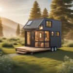 An image of a serene piece of land with a tiny house placed on it