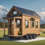 The image should showcase a beautifully placed tiny house on a piece of land