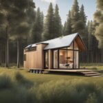 An image of a serene piece of land with a tiny house nestled among trees