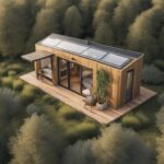 An aerial view of a serene tiny house nestled in nature on a rented piece of land