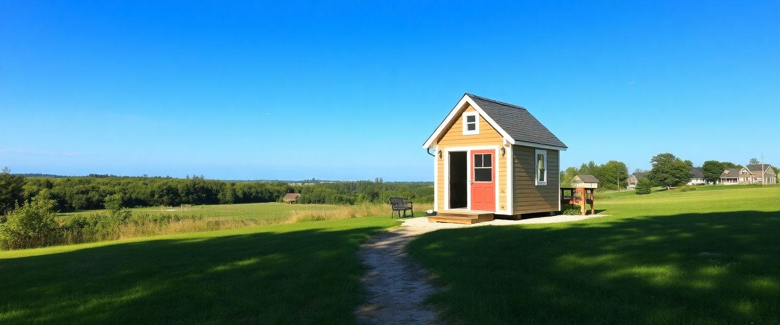 An inviting landscape featuring a tiny house on a picturesque piece of land