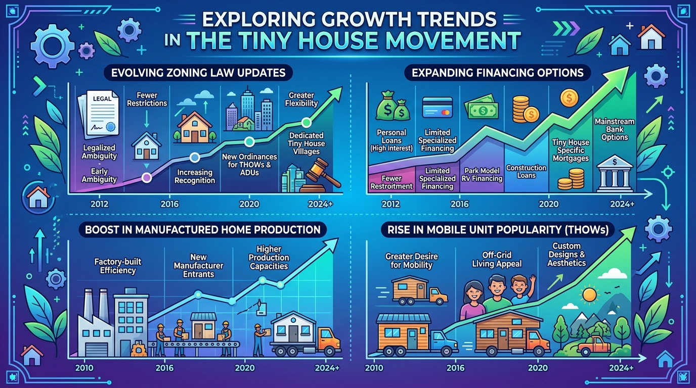 Graph showing growth trends in the tiny house movement, including zoning and financing updates.