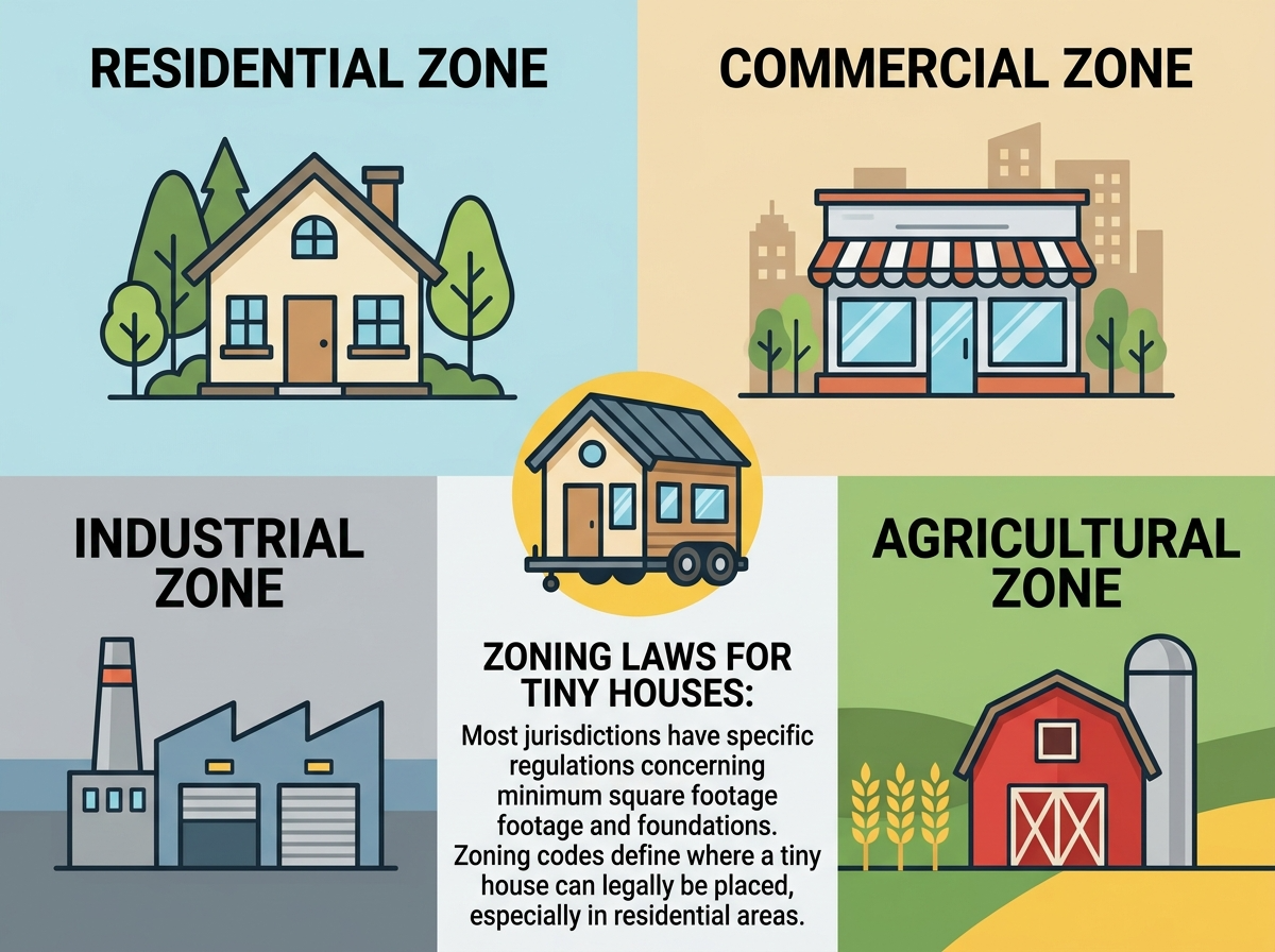 Infographic explaining zoning categories and their relevance to tiny house parking.