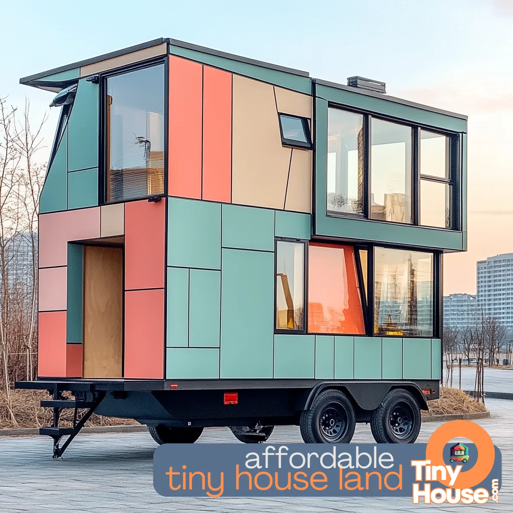 Tiny house shell under construction with sustainable materials in a scenic outdoor setting.