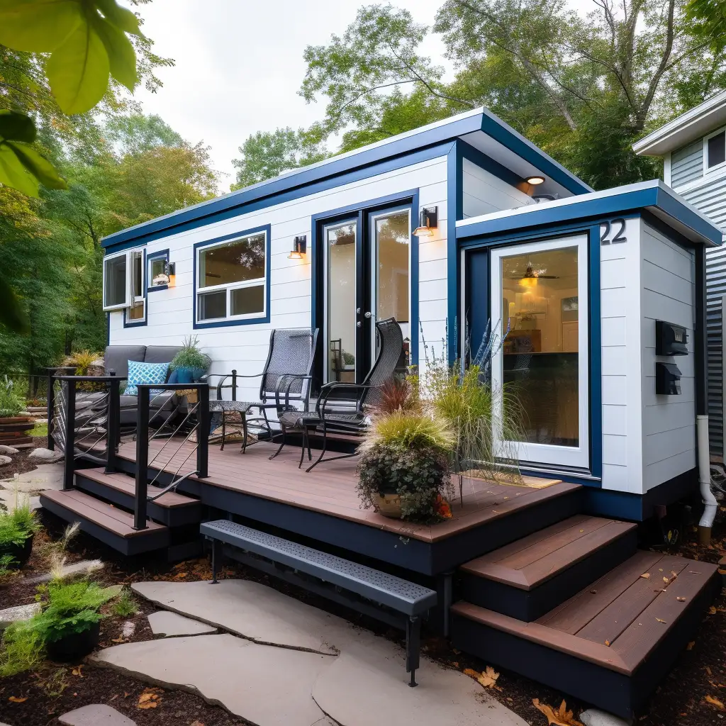 Tiny house owner reviewing zoning laws and rental agreement.