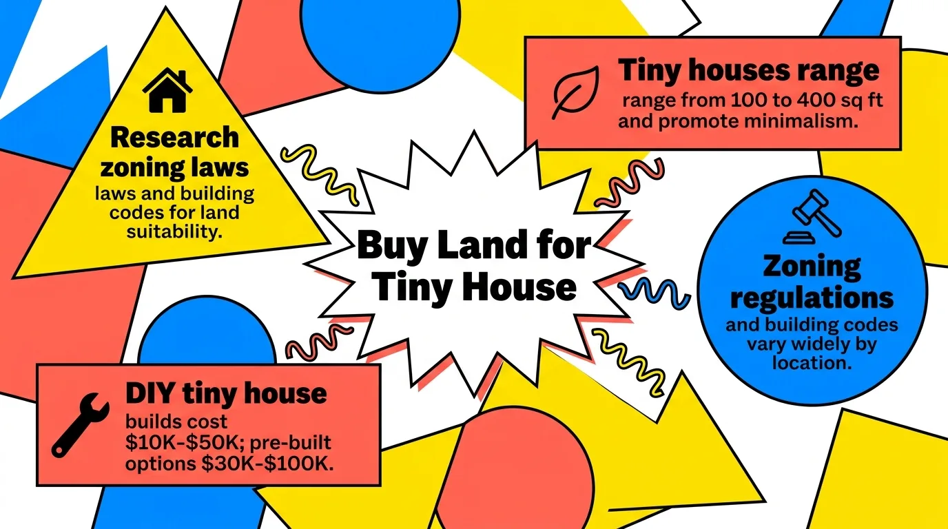 Infographic: Overview of buying land and living in a tiny house.