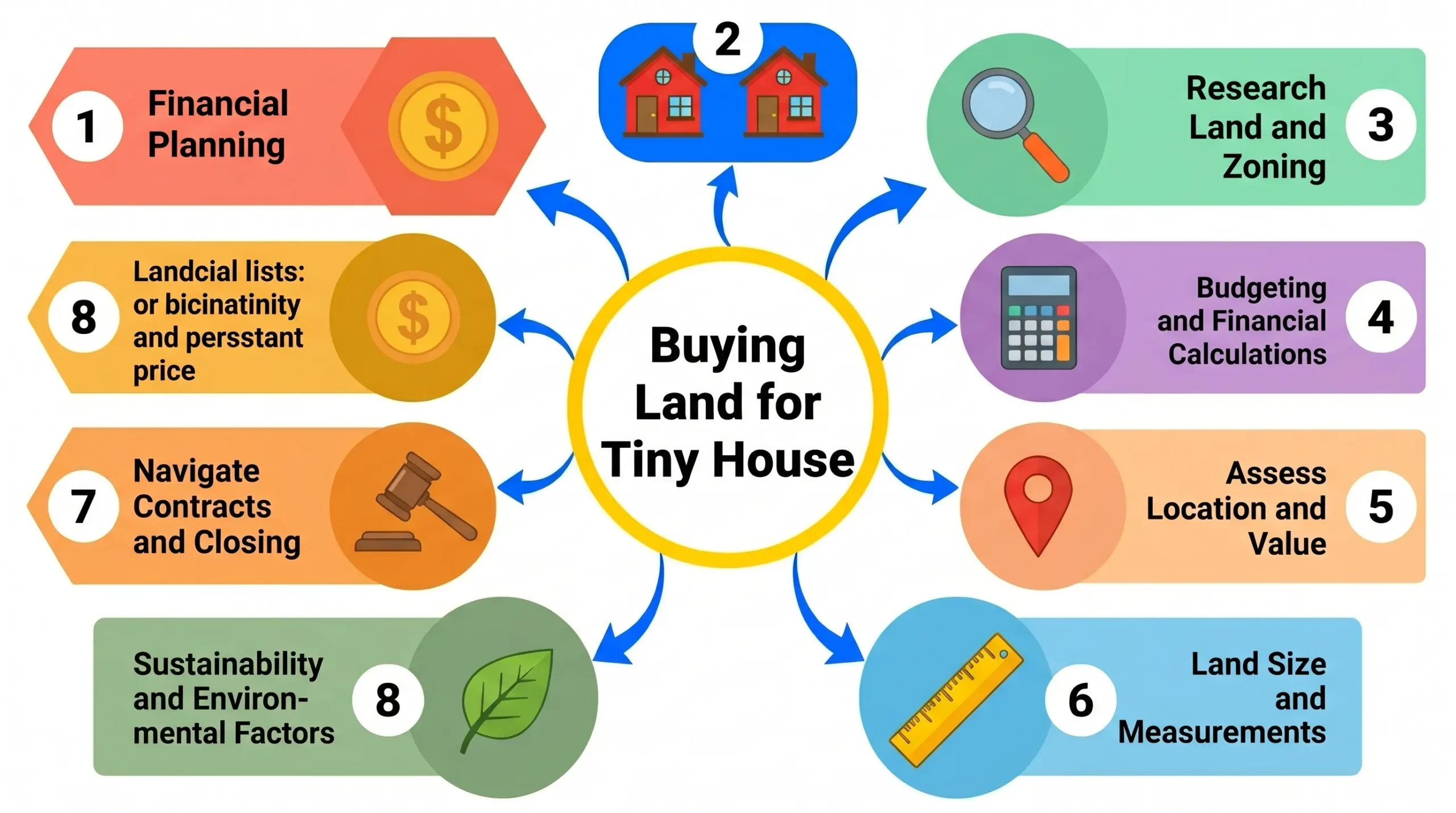 Infographic: Overview of buying land for a tiny house, key factors and steps