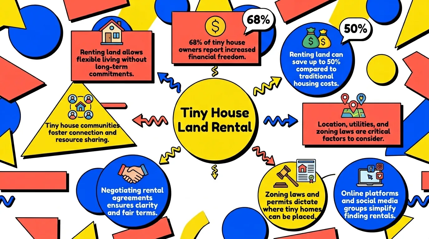 Infographic: Overview of tiny house land rental benefits and insights.