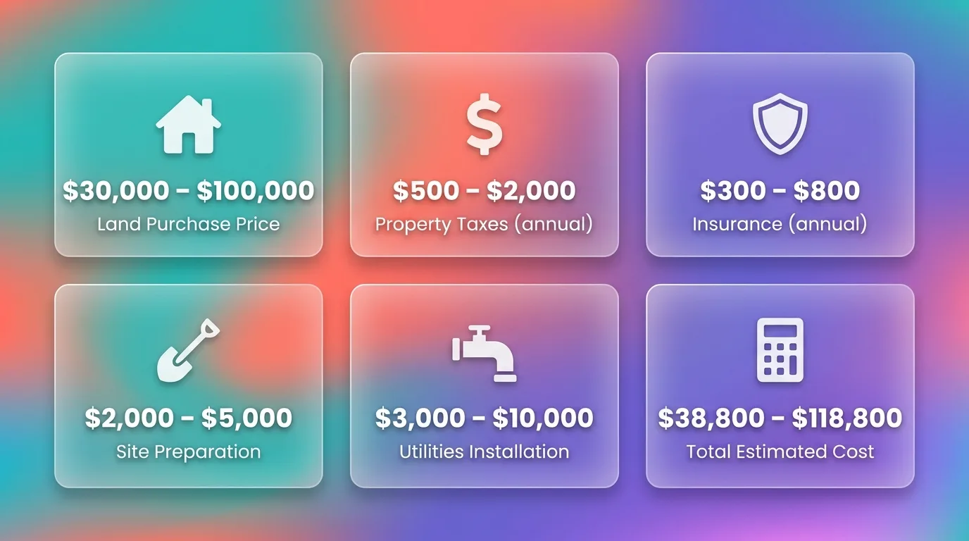 Infographic showing cost breakdown for buying land for a tiny house.