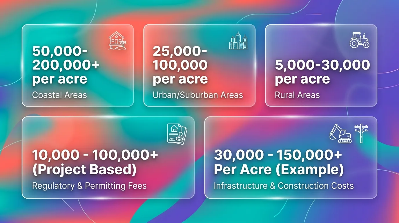 Infographic showing Florida tiny house land costs and related expenses
