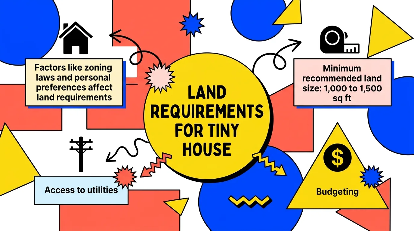 Infographic showing key considerations for tiny house land planning.