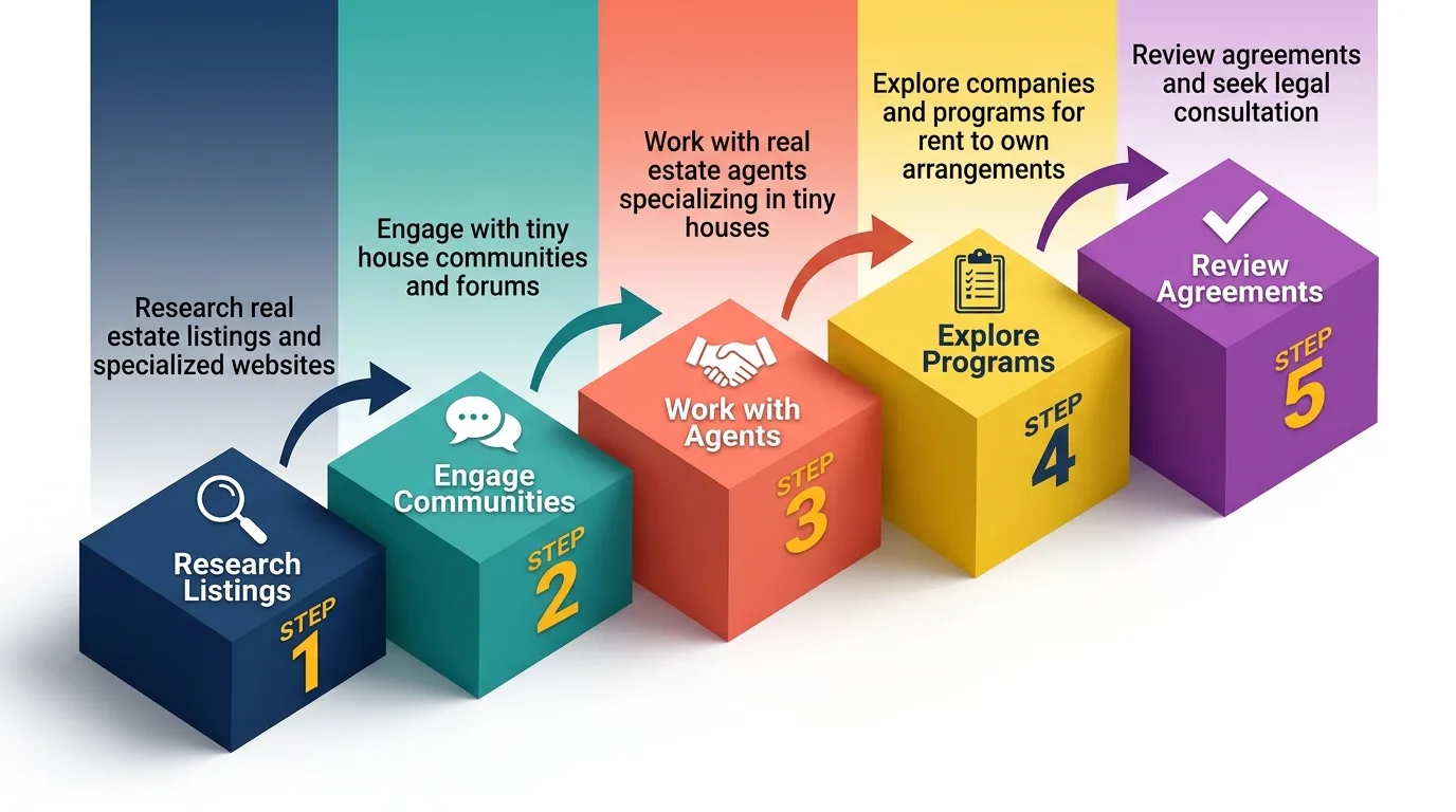 Infographic showing steps to secure a tiny house rent to own.