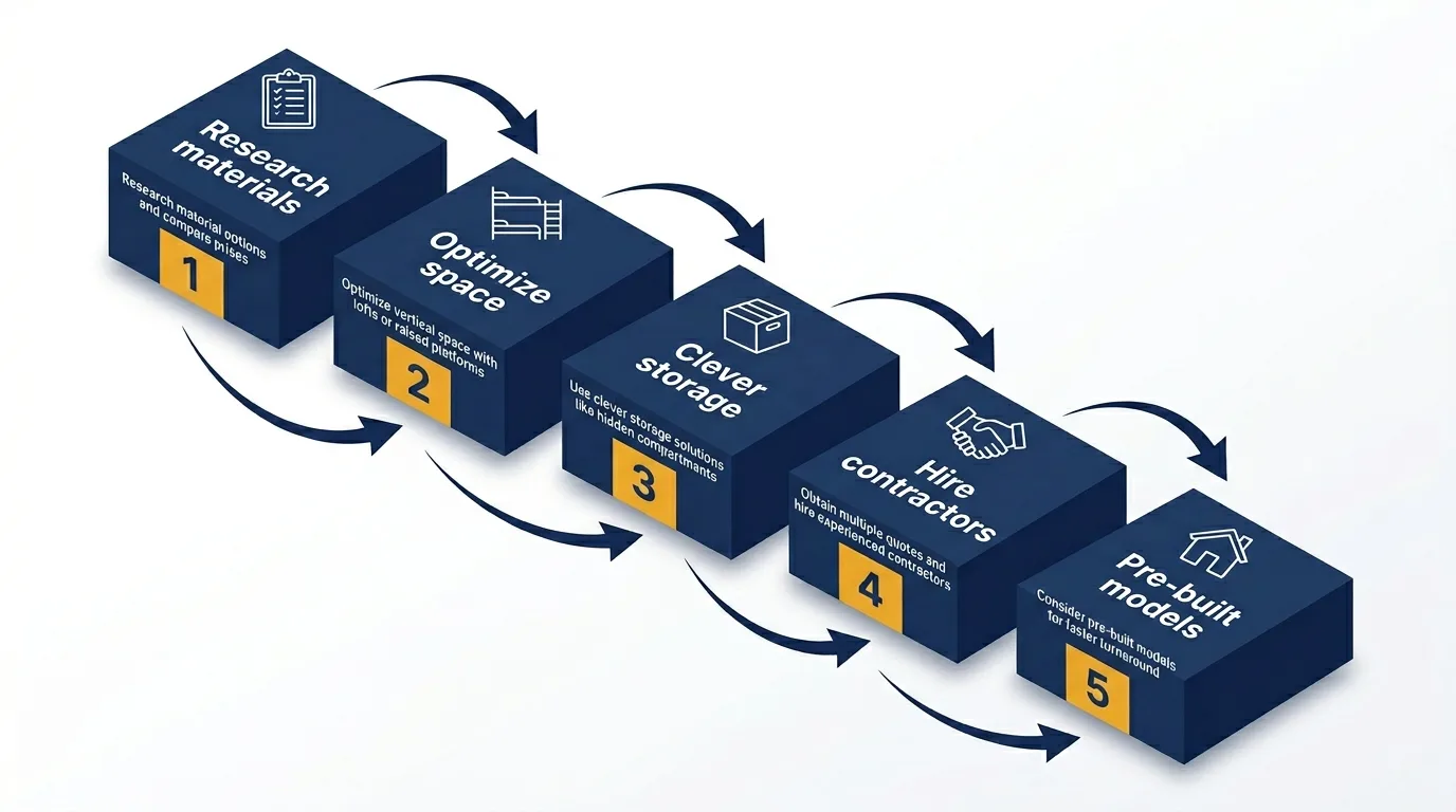 Infographic: Step-by-step breakdown of tiny house costs with icons and labels