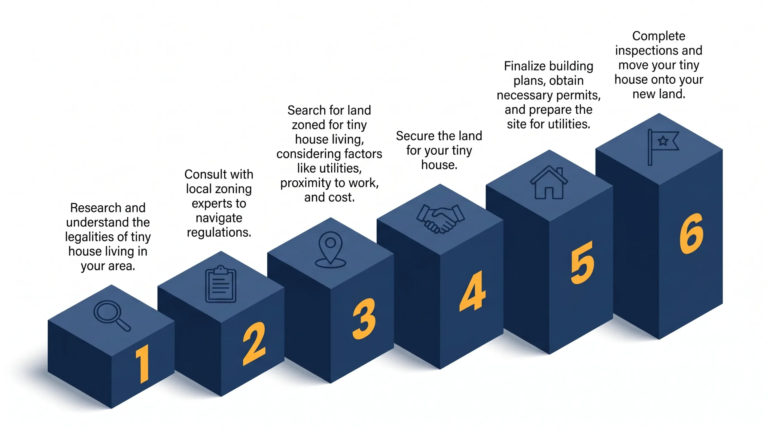 Infographic: Step-by-step guide to buying land for a tiny house.