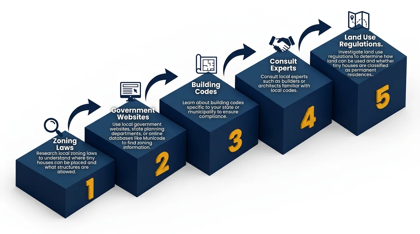Infographic: Steps to legally place a tiny house on land.