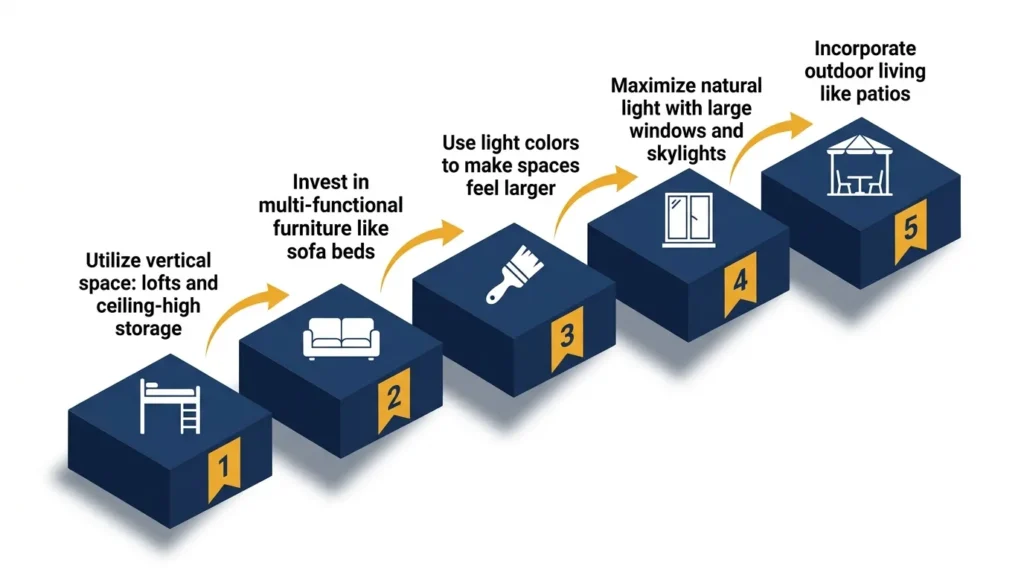 Infographic: Steps to maximize space in two-bedroom tiny houses