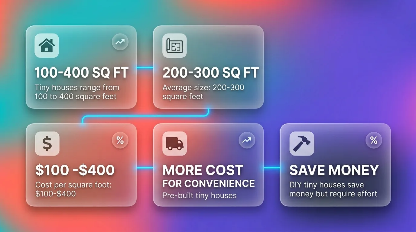 Infographic: Tiny house cost breakdown with statistics and icons
