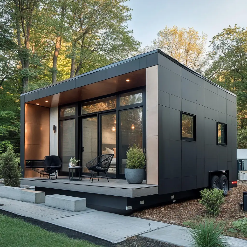 Infographic showing cost breakdown of building vs. buying a tiny house.